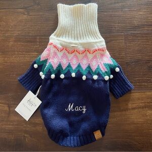 NWT The Foggy Dog Personalized ‘Macy’ Embroidered Fair Isle Bobble Sweater